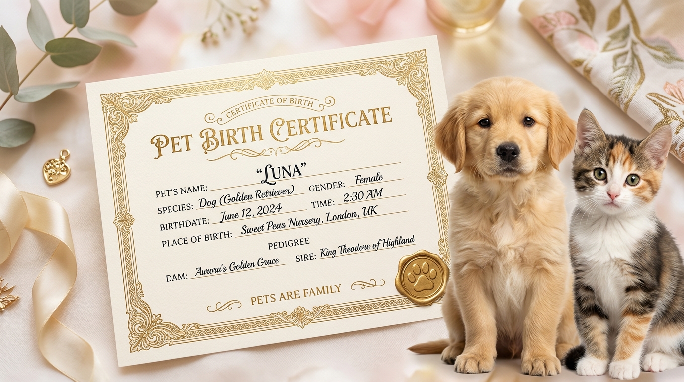 Pet Birth Certificate
